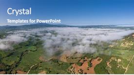  Presentation with farmland - PPT theme featuring country at morning italy europe background and a teal colored foreground