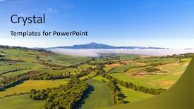 Presentation with farmland - Presentation theme enhanced with country at morning italy europe background and a light blue colored foreground