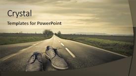  Presentation with brand - Beautiful PPT theme featuring country branding - brand new shoes backdrop and a  colored foreground