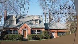  Presentation with cape cod - Audience pleasing PPT theme consisting of country cape cod house with gray trim backdrop and a light blue colored foreground