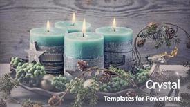  Presentation with country christmas - Amazing slide set having country chic - four green christmas candle backdrop and a gray colored foreground