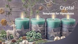  Presentation with country christmas - PPT theme having country chic - four green christmas candle background and a gray colored foreground