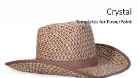  Presentation with cowboy hat - Colorful presentation theme enhanced with country chic - straw cowboy hat isolated backdrop and a white colored foreground