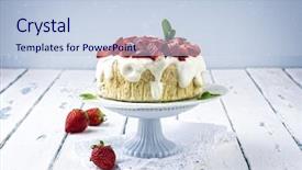  Presentation with yellow bread cake - Slide deck enhanced with country chic - strawberry cheese cake background and a lemonade colored foreground