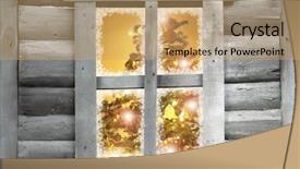  Presentation with country christmas - Presentation design enhanced with country cottage - closeup of christmas tree background and a coral colored foreground