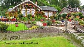  Presentation with country - Presentation theme consisting of country-cottage-over-decorated background and a yellow colored foreground