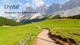  Presentation with alps - Amazing PPT theme having country europe - path in the dolomites alps backdrop and a light blue colored foreground