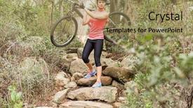  Presentation with country fair - Slide deck enhanced with country fair - blonde athlete carrying her mountain background and a coral colored foreground