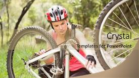  Presentation with country fair - Amazing presentation theme having country fair - blonde athlete checking her mountain backdrop and a coral colored foreground