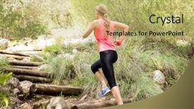  Presentation with athlete track or running track - Cool new slides with country fair - blonde athlete running up wooden backdrop and a yellow colored foreground