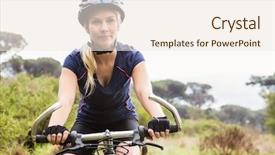  Presentation with luxury mountain nature - Slide deck enhanced with country fair - focused athletic blonde mountain biking background and a sky blue colored foreground