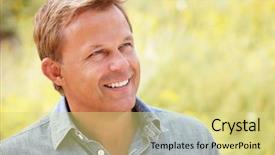  Presentation with spider man - Presentation design having country fair - portrait caucasian man outdoors background and a yellow colored foreground