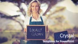  Presentation with country fair - Slide set enhanced with country fair - portrait of a farmer woman background and a ocean colored foreground