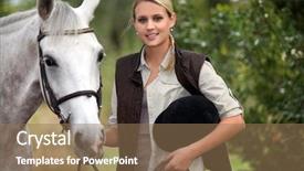  Presentation with law race horse - Cool new PPT theme with country fair - woman with horse backdrop and a coral colored foreground