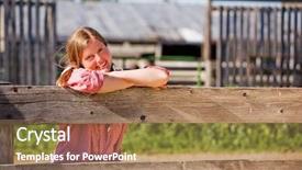  Presentation with farm - Amazing PPT theme having hard work portrait - country farm girl taking backdrop and a coral colored foreground