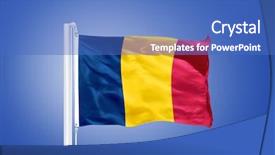  Presentation with sky blue - Theme with country flags - flag of chad flying background and a teal colored foreground