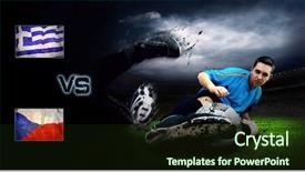  Presentation with friendly - PPT theme consisting of country flags - friendly soccer match between greece background and a wine colored foreground