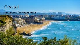  Presentation with summer at the beach - Theme consisting of country frames - biarritz grande plage beach background and a light blue colored foreground