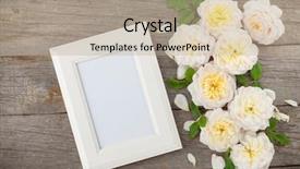  Presentation with rose petal corner frame - PPT theme consisting of country frames - blank photo frame and white background and a mint green colored foreground