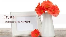  Presentation with country photo - Beautiful presentation theme featuring country frames - orange gerbera flowers and photo backdrop and a lemonade colored foreground