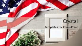  Presentation with usa flag - Slide deck having country frames - usa flag on wood background background and a light gray colored foreground