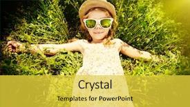  Presentation with meadow - Amazing presentation theme having country holiday - cute little girl backdrop and a  colored foreground