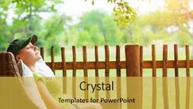  Presentation with luxury resort - Colorful presentation enhanced with enjoying life - cute girl resting on veranda backdrop and a yellow colored foreground