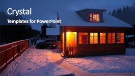  Presentation with country - Colorful PPT layouts enhanced with country house in winter evening backdrop and a ocean colored foreground