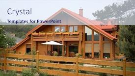  Presentation with country western american music - Presentation theme featuring country house background and a sky blue colored foreground