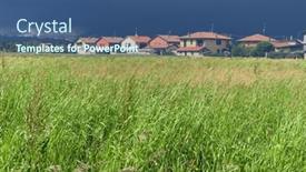  Presentation with country western - Presentation theme consisting of country-houses-with-stormy-sky background and a ocean colored foreground