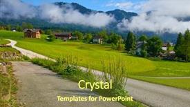  Presentation with dark blue moonlight landscape - Amazing PPT theme having country in alps picturesque landscape backdrop and a tawny brown colored foreground