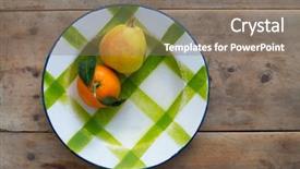  Presentation with porcelain - Cool new slide deck with country kitchen - fruits tangerine and pear backdrop and a coral colored foreground