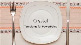  Presentation with white plate - Presentation design enhanced with country kitchen - knife white plate and fork background and a  colored foreground