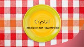  Presentation with tablecloth - Beautiful theme featuring fresh bread and wheat on the wooden table backdrop and a tawny brown colored foreground