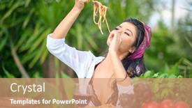  Presentation with home garden - Slide deck with country-life-an-italian-woman background and a coral colored foreground