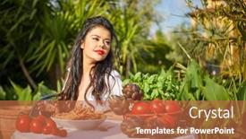  Presentation with home garden - Slides having country-life-an-italian-woman background and a red colored foreground