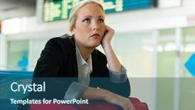  Presentation with waiting - Audience pleasing PPT theme consisting of country life time - businesswoman is waiting backdrop and a ocean colored foreground