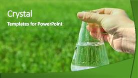  Presentation with test - Cool new PPT theme with country life time - female hand with test tube backdrop and a tawny brown colored foreground