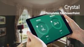  Presentation with holding hands - Amazing theme having country life time - hands holding tablet against front backdrop and a  colored foreground