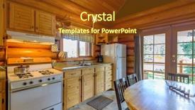  Presentation with log cabin - Beautiful PPT layouts featuring country living - kitchen in log cabin backdrop and a tawny brown colored foreground