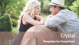  Presentation with love for country - PPT theme having country living happy loving couple background and a coral colored foreground