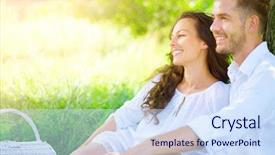  Presentation with young happy couple - Colorful PPT layouts enhanced with country love - beautiful young couple having picnic backdrop and a sky blue colored foreground