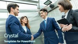  Presentation with people - Amazing slide set having country manager - business people hand shaking backdrop and a ocean colored foreground