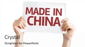  Presentation with china - Slide set having made in china card isolated background and a white colored foreground