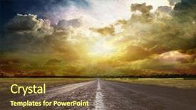  Presentation with country turkmenistan - PPT layouts with country road across the steppe background and a tawny brown colored foreground