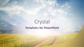  Presentation with country - Slide deck having country-road-between-spring-fields background and a sky blue colored foreground