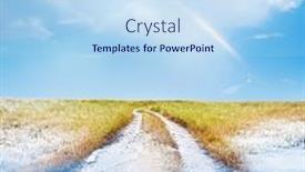  Presentation with frozen - Presentation theme with country-road-frozen-fields-winter background and a sky blue colored foreground