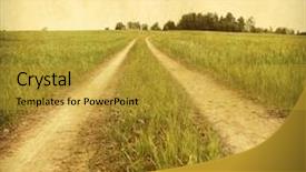  Presentation with country - Colorful PPT theme enhanced with country road in grunge and retro style backdrop and a gold colored foreground
