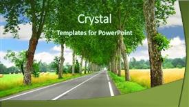  Presentation with country - Beautiful presentation theme featuring country road lined with sycamore trees in southern france backdrop and a forest green colored foreground