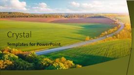  Presentation with bird eye view - PPT theme consisting of country-road-passes-through-endless background and a  colored foreground